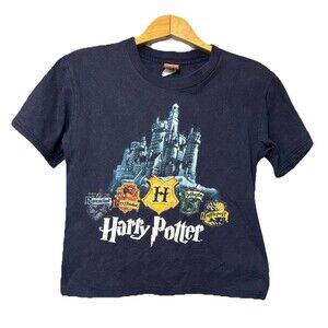 Vtg 2001 Harry Potter Graphic T-Shirt M GUC Unisex Four Houses